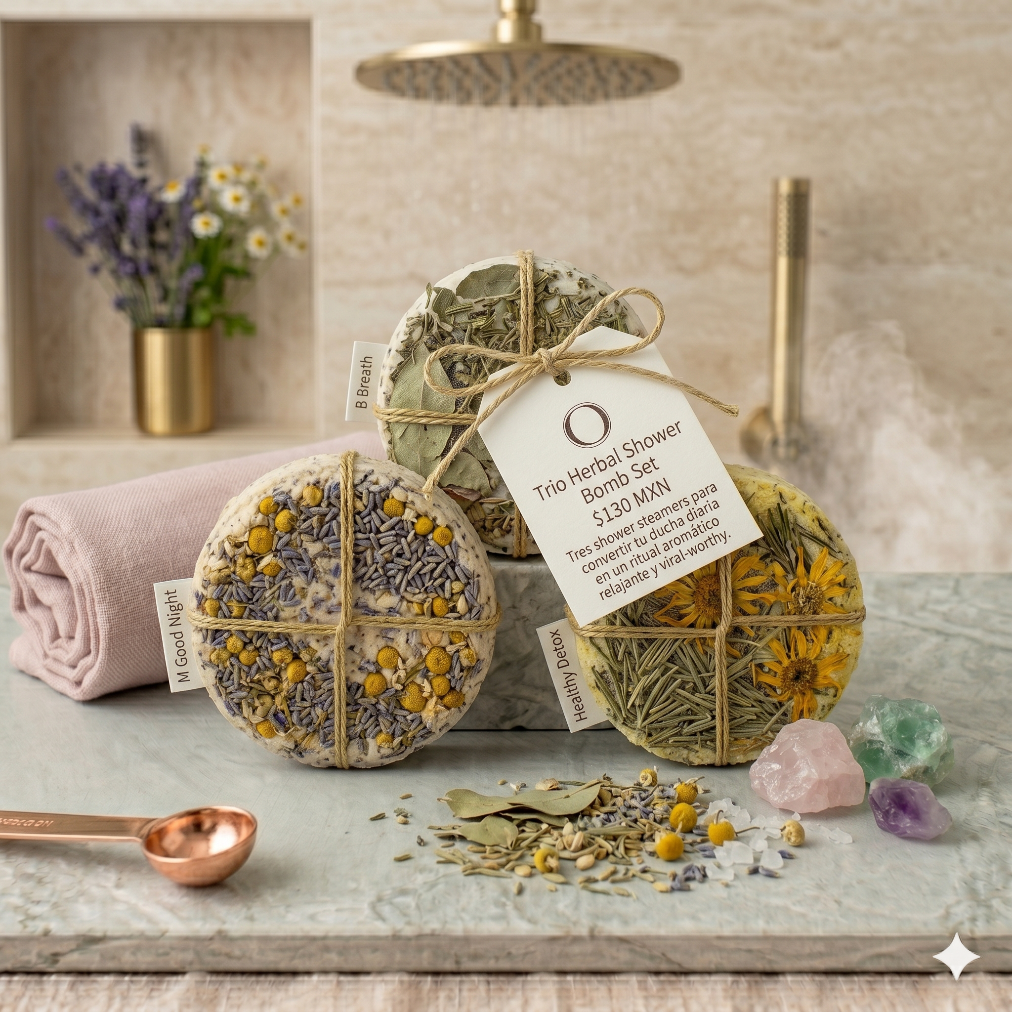 Trio Herbal Shower Bomb Set